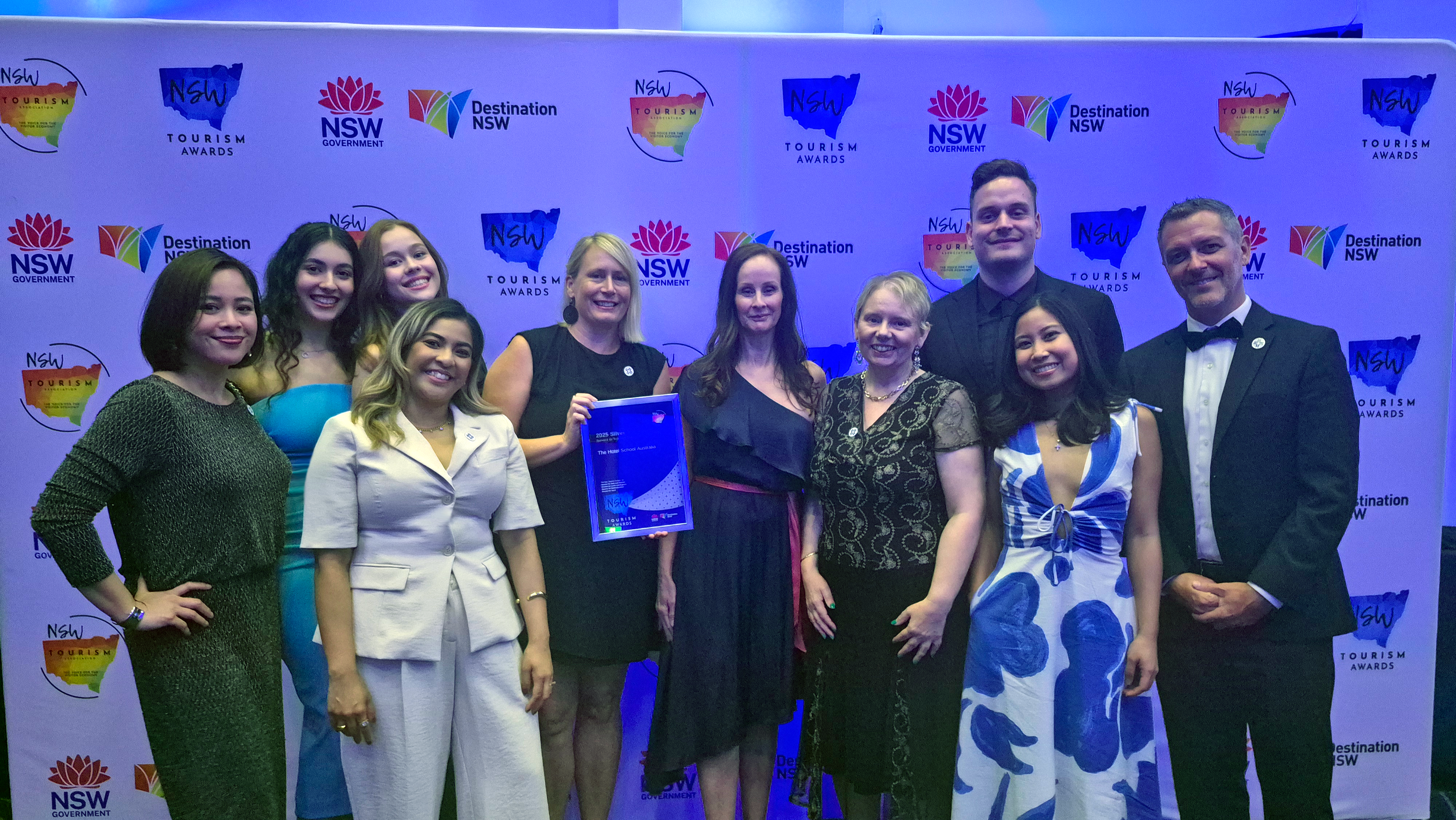 The Hotel School Australia Team at the NSW Tourism Awards Gala Night in 2025